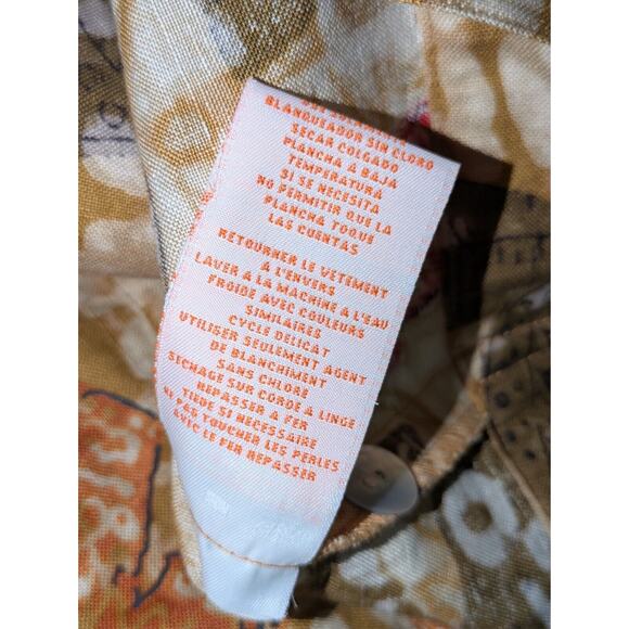 Hearts Of Palm Jacket Womens Size 16 Bohemian Orange Floral Linen Rayon Plus Fal - Picture 7 of 11